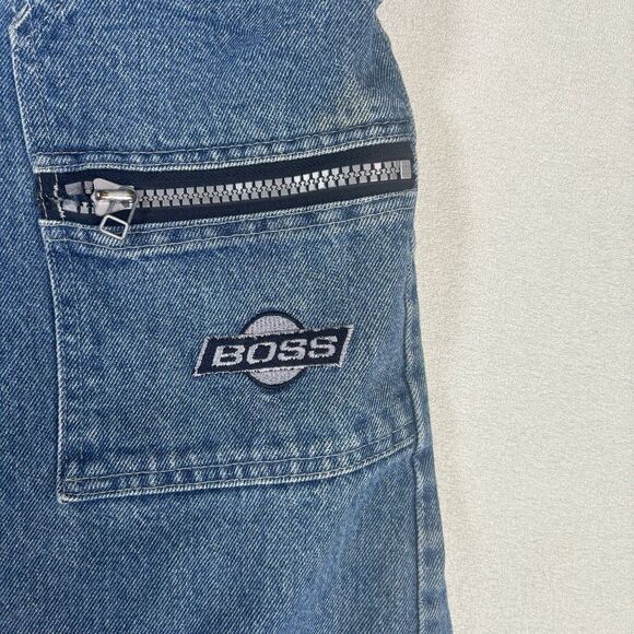Vintage Boss Jeans Carpenter Mens 28x32 Baggy Skater 90s Y2K Grunge Hip Hop Blue - Picture 6 of 12